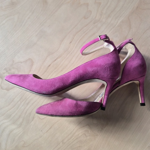 Jimmy Choo Pink Suede Ankle Strap Heels | Size EU 35.5 | Pointed Toe Pumps - Picture 9 of 13